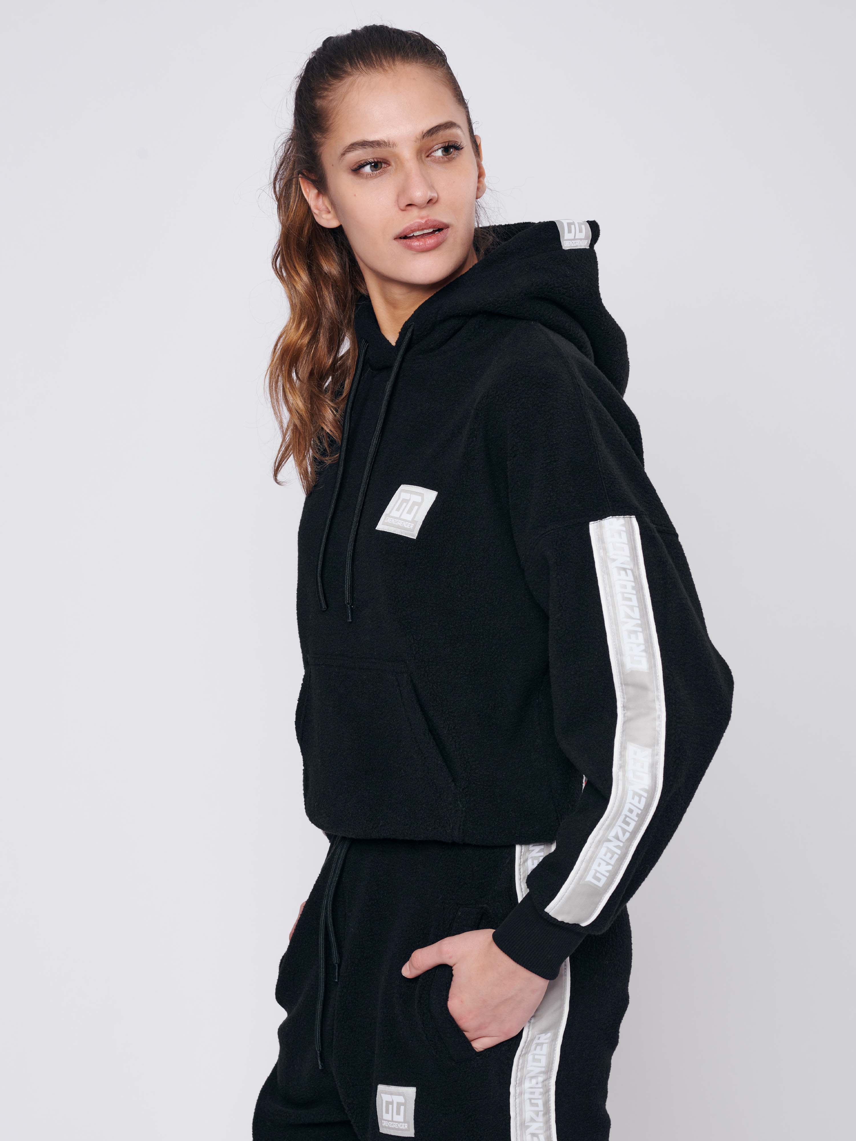 Sherpa Hoodie Women Black - Image 3