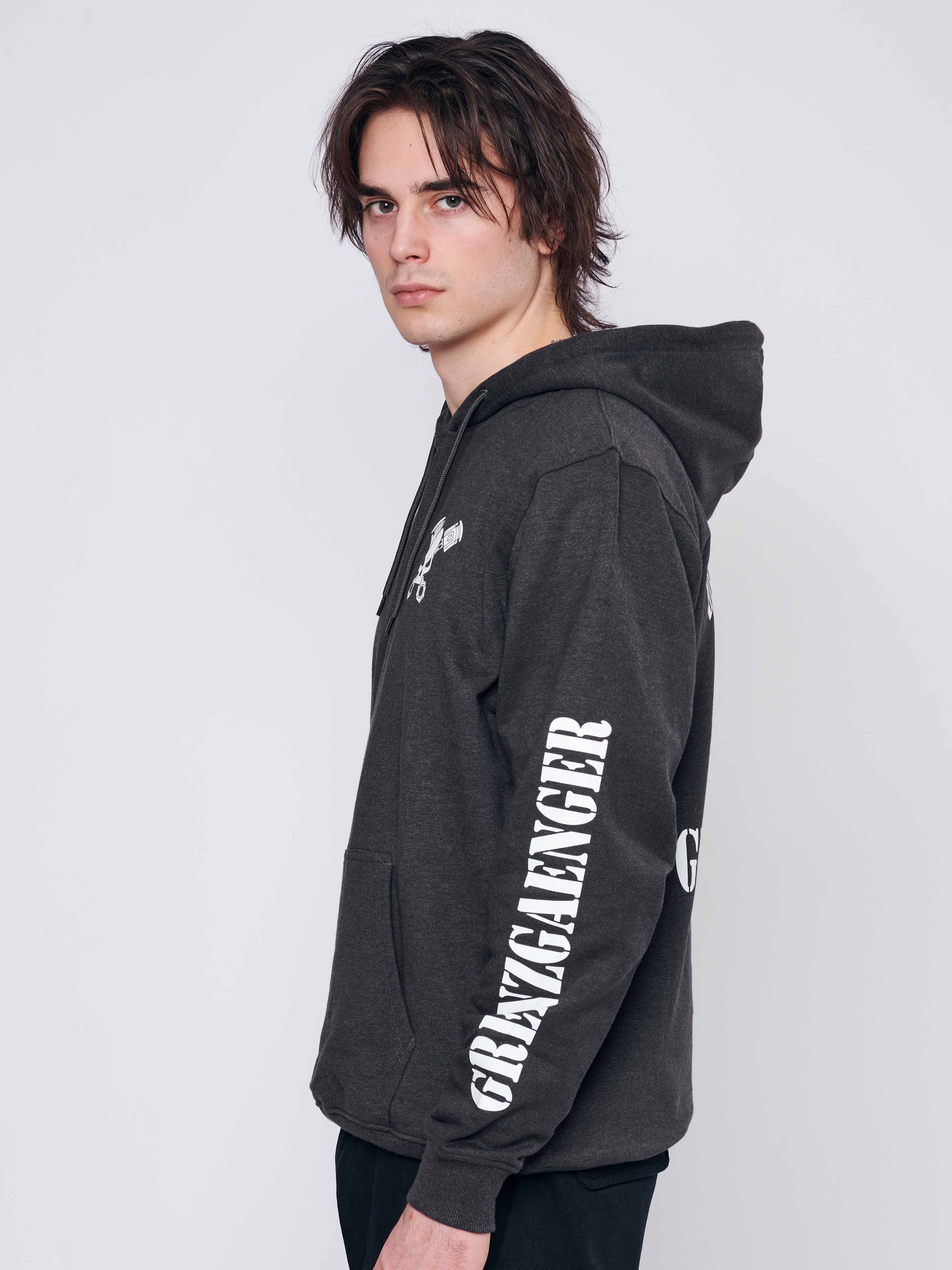 Skull Hoodie Men Grey - Image 3
